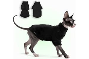 JL WARMPAWS Fleece Sphynx Cat Clothes Soft Hairless Cat Clothes Pullover Cat Sweater for Chihuahua All Season Light and Warm Kitten Cloth for Cats Only Puppy Clothes Small Dog Sweater (Black, Small)