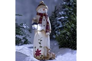 Handmade Snowman with Lantern Woodland Snowman Figurines with Light Vintage Snowman Christmas Decorations Snowmen Decoration 