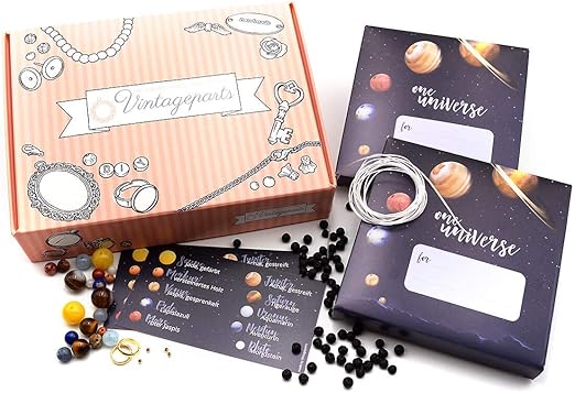 Vintageparts Set Cleo Geschenkset Galaxy Set Zum Armband Selber Machen Fur 2 Edelstein Und Naturstein Perlen Armbander Mit Sonnensystem Amazon De Kuche Haushalt