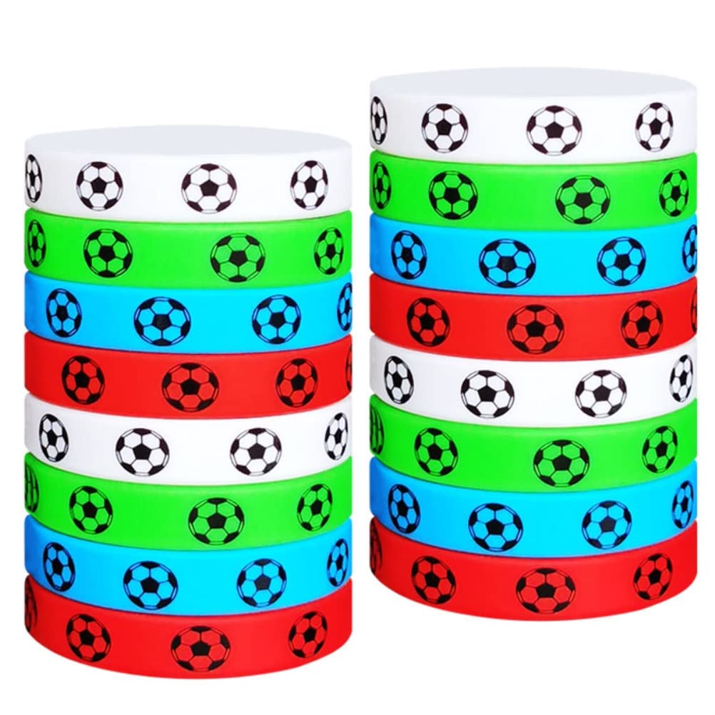 HUSHUI Silicone Wristbands,16Pcs Soccer Bracelets Sports Football Party Activity Wristband,Soccer Fan Club Wristbands Party Favors Decorations Gifts