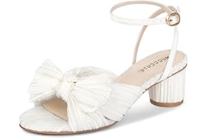 MUCCCUTE Women's Bow Knot Heeled Sandals Ankle Buckle Strap Chunky Heeled Open-toe Comfortable Wedding Party Fashion Heeled