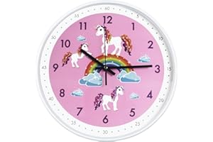 TOHOOYO Pink Wall Clock,Silent Non Ticking Children's Décor Quiet Clocks for Kids Room,Office,School,Bedroom,Kitchen,Classroo