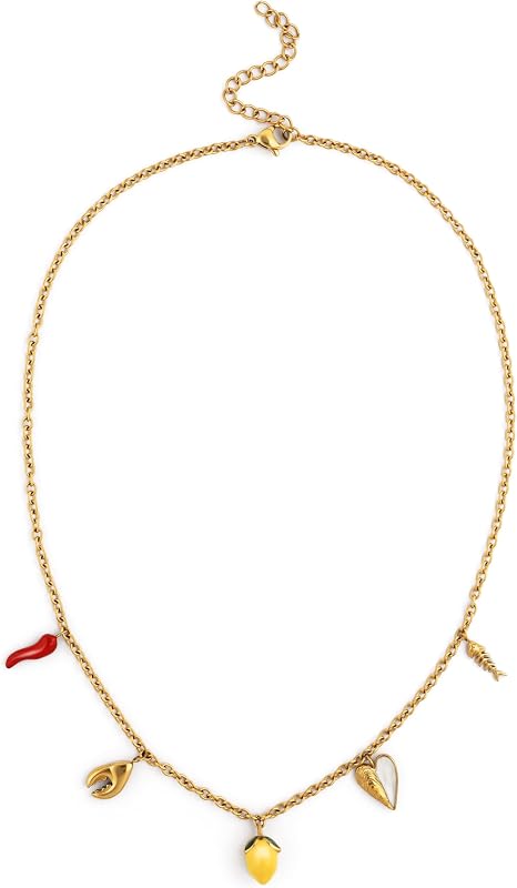 Halskette Multicharm Meeres-Snack. Edelstahl. Damenschmuck