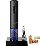 Secura Electric Wine Opener, Automatic Electric Wine Bottle Corkscrew Opener with Foil Cutter, Rechargeable (Black)