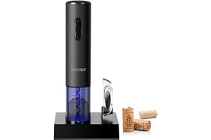 Secura Electric Wine Opener, Automatic Electric Wine Bottle Corkscrew Opener with Foil Cutter, Rechargeable (Black)