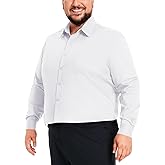 Idtswch Mens Big and Tall Classic Fit Dress Shirt Button Down Long Sleeve Collar Shirt Sleeve (35-36" or 37-38")