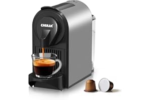 CHULUX Compact Espresso Machine, 20 Bar Single Serve Coffee Maker, Dual Brew Sizes for Espresso and Lungo, 1400W Rapid Brewing, Mystic Gray (Upgrade Model)