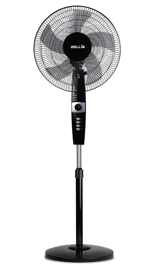 iBELL STORMP16 High Speed Pedestal Fan, 406mm, 2 hour Timer, 5 Leaf, Stand fan (Black),