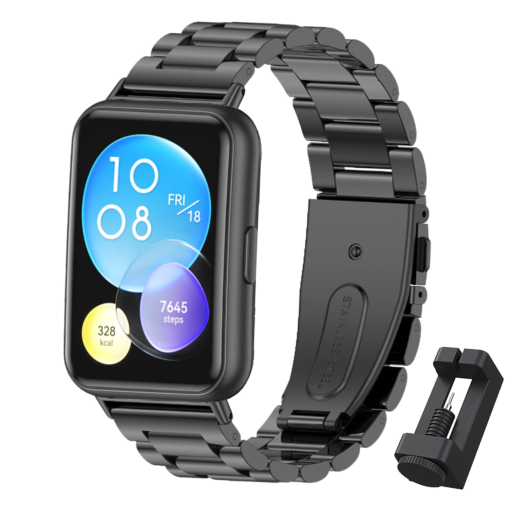 MIJOBS Metal Strap Compatible with Huawei Watch Fit 2 - Active & Elegant Stainless Steel Watchband Smartwatch Accessories