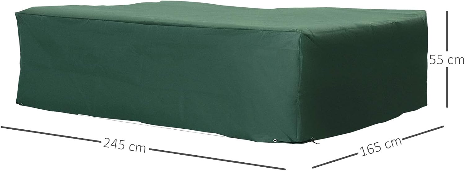 Outsunny Outdoor Garden Furniture Cover Waterproof, Anti-UV 600D Heavy Duty Oxford Fabric Patio Furniture Cover for Rectangular Sofa Table Set - Image 3