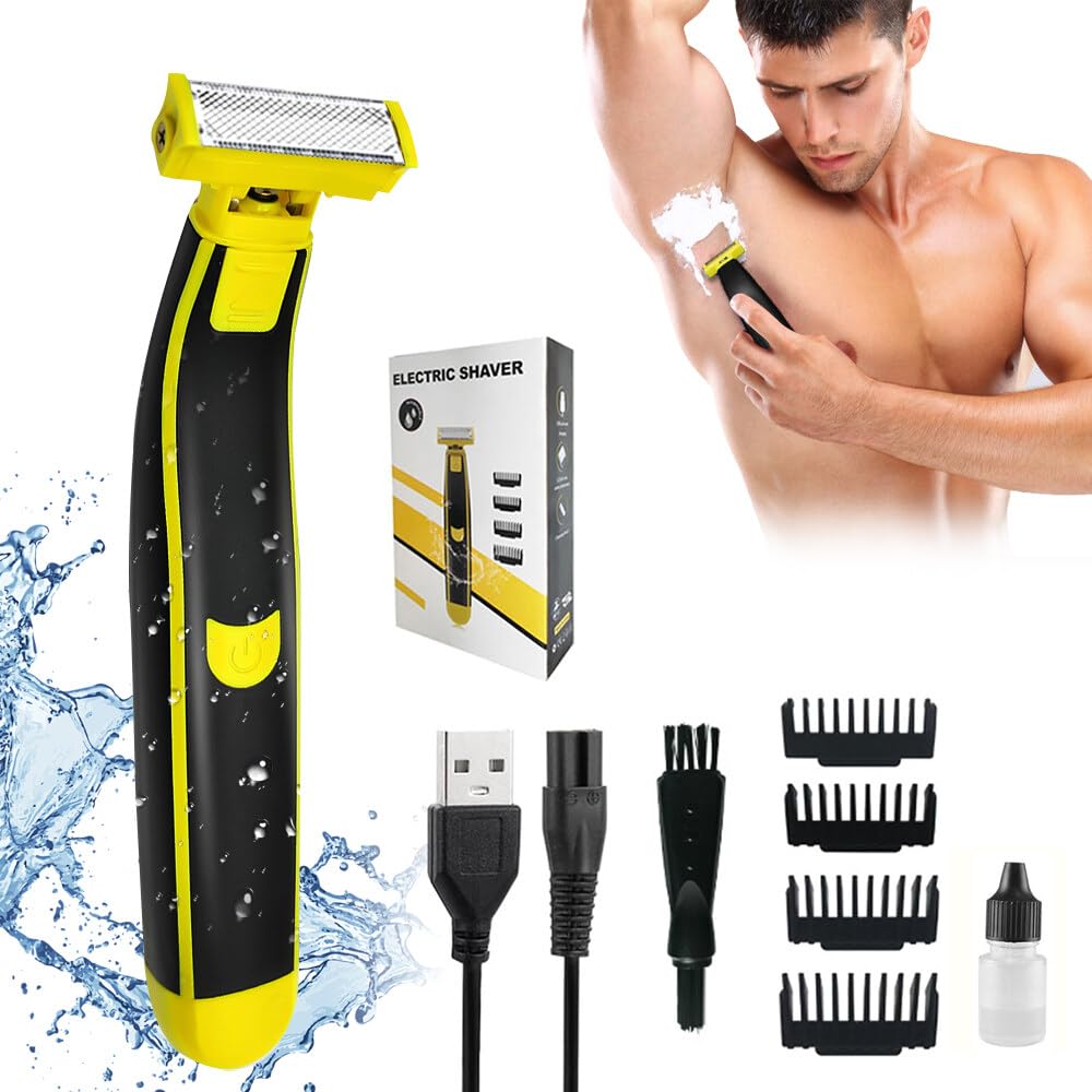Wdkxcn Wet and Dry Electric Shaver for Men, Rechargeable with Multiple Combs, Body Groomer Shaver