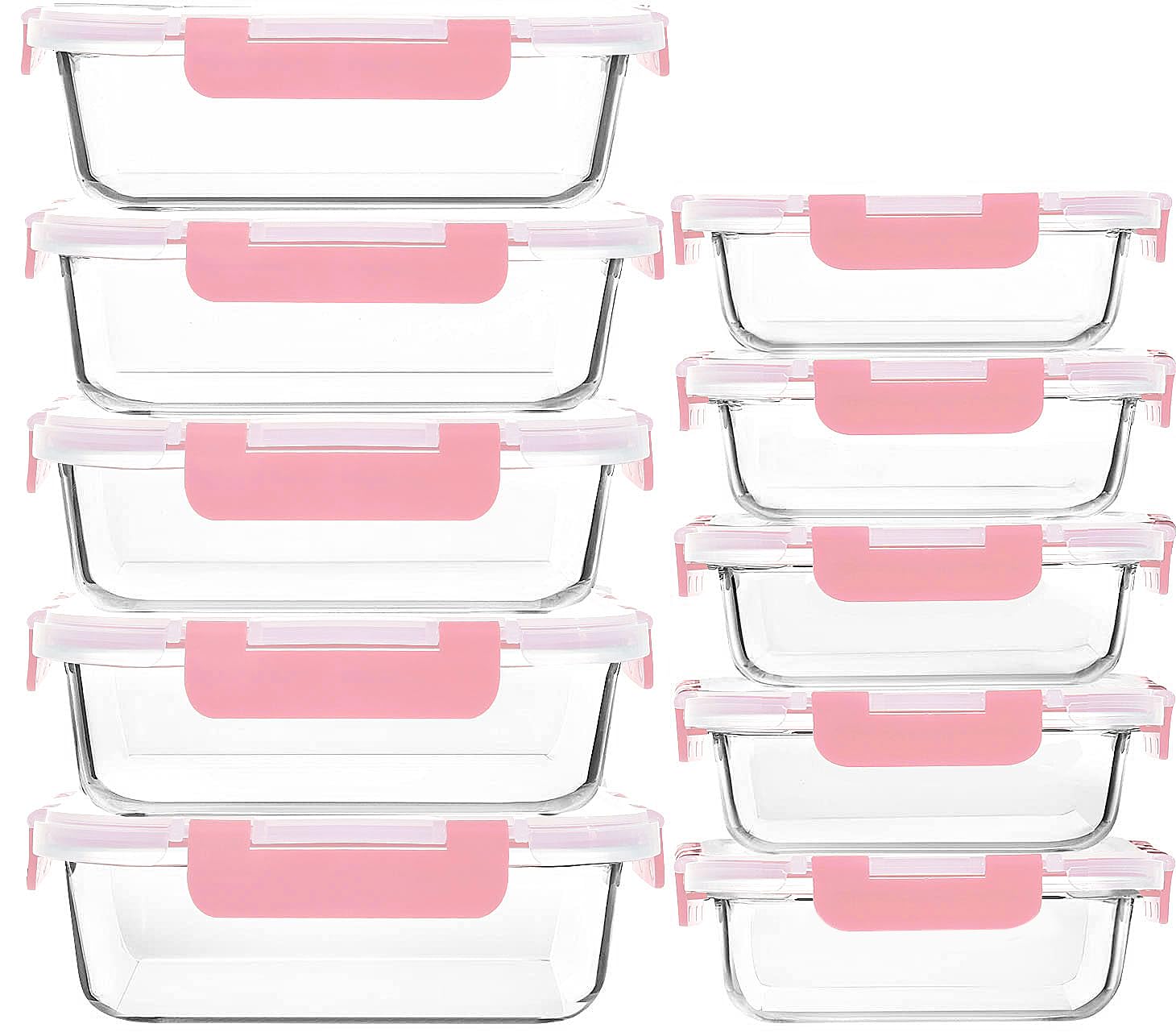 Photo 1 of M MCIRCO [10-Pack Meal Prep Containers with Snap Locking Lids, Glass Airtight Lunch, Food Storage Containers, Microwave, Oven, Freezer and Dishwasher Friendly, Pink