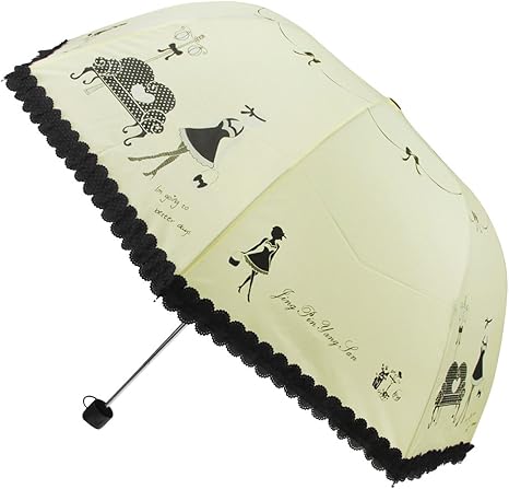 Amazon 可愛い傘レディース 折りたたみ傘 晴雨兼用 日傘お洒落 Uvカット 雨傘 遮熱遮光 コンパクト 傘レディース 手開き式 8本骨 収納ポーチ付き イエロー Fakeface 傘 レインウェア 通販