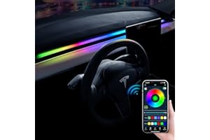 Uxcer 2021-2024 2025 Tesla Model 3/Y Interior Neon Lights for Dashboard, RGBIC Color Changing LED Strip Lights with App Control, USB Tesla Ambient Lighting Accessories(Not Fit for 2024 Model 3)