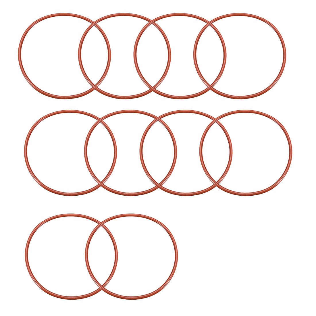 sourcingmap Silicone O-Ring, 70mm OD, 65.2mm ID, 2.4mm Width, VMQ Seal Rings Gasket, Red, Pack of 10