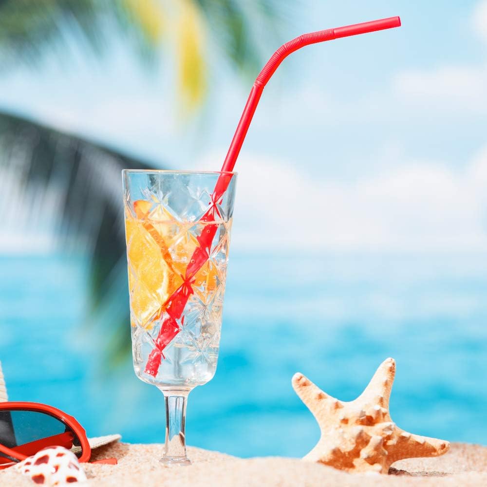 Tomnk 300pcs 10.3 Inches Disposable Flexible Bendy Drinking Straws Plastic Straws: Kitchen & Dining