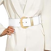 WHIPPY Women Wide Elastic Waist Belt for Dresses Fashion Gold Buckle Stretchy Leather Waistband for Ladies