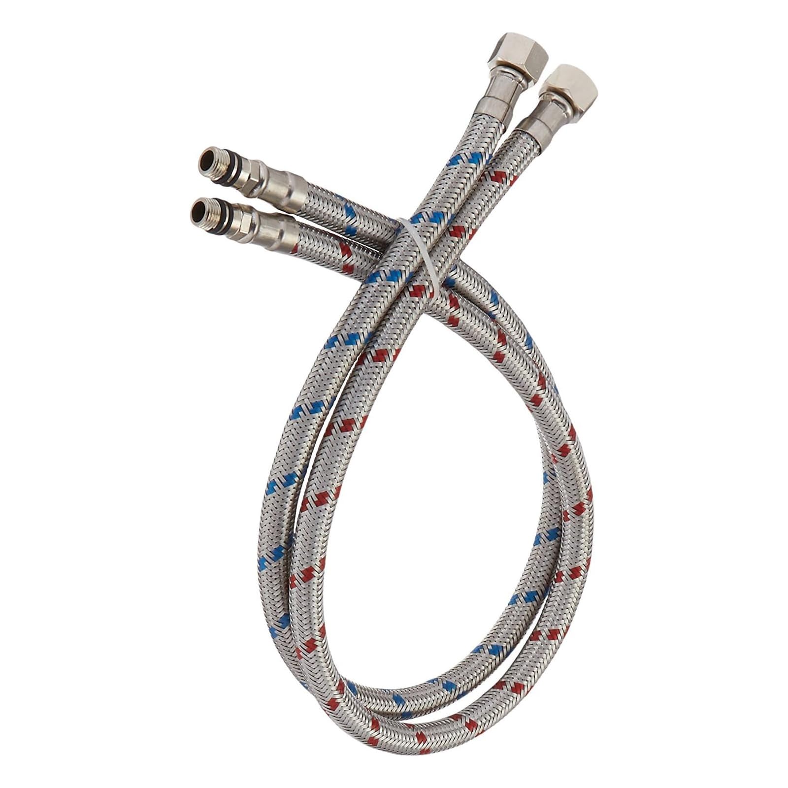 Photo 1 of RUITHOE Flexible Connector Braided Stainless Steel Bathroom Faucet Supply Lines Bathroom Kitchen Faucet Hose 16" Length 3/8-Inch Female Compression Thread x M10 Male Connector x 2 Pcs (1 Pair)