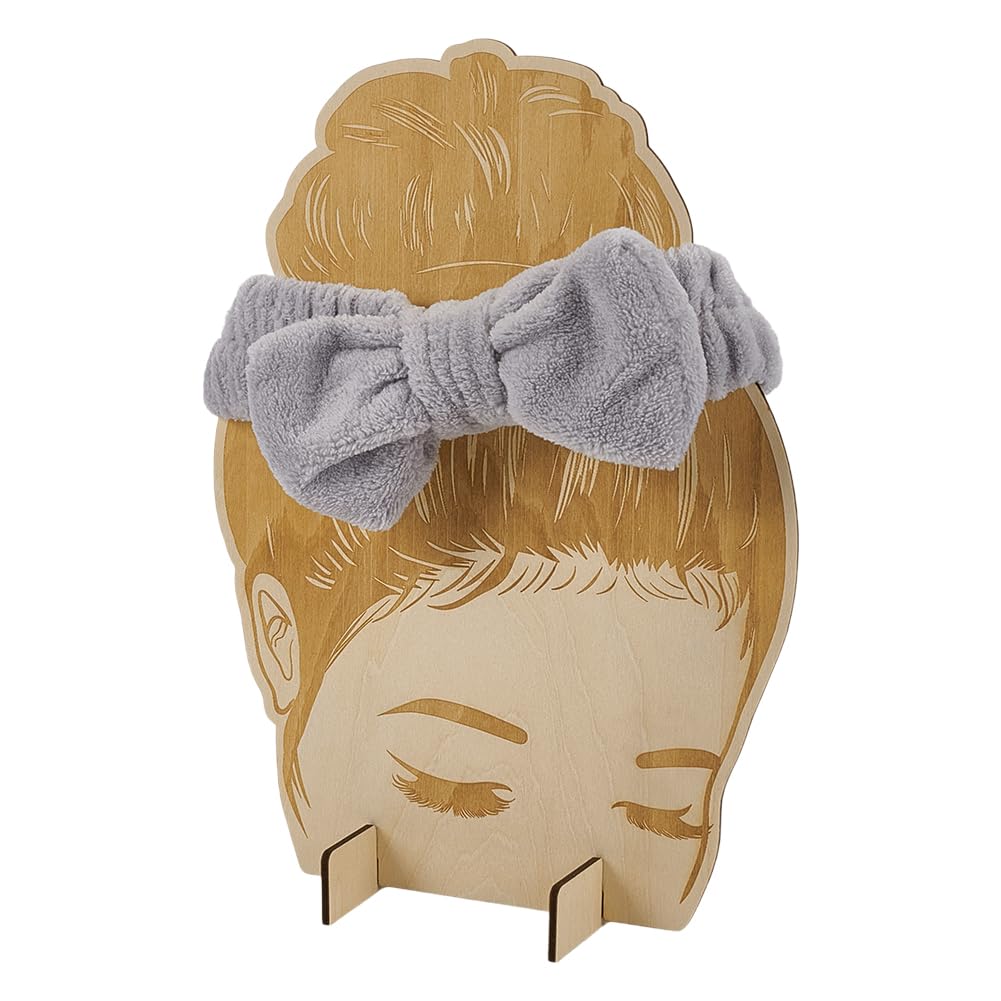 FINGERINSPIRE Wood Headband Display Cards Blanched Almond Hair Tie Holder Ear Warmer Prop Display Card Hair Bands Organizer Head Shaped Wooden Hair Band Display Stands Display Stands for Selling