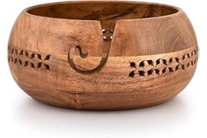 Kimona Yarn Storage Wooden Yarn Bowl Knitting Bowl Large Crochet Yarn Holder Gifts for Women (8" X 8" X 4")