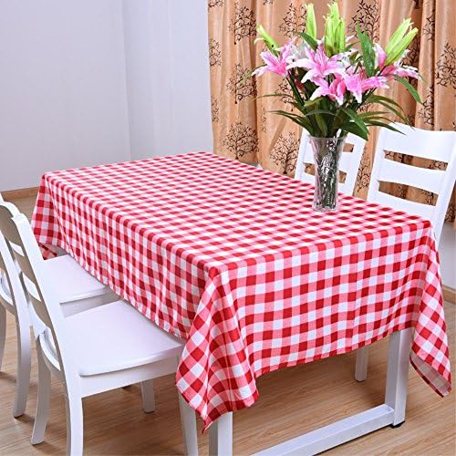 Pack of 6 Plastic Red and White Checkered Tablecloths -Party Picnic Camping Vinyl Tablecloth - 108 x 54 inches Vinyl Tablecloth (Red and White)