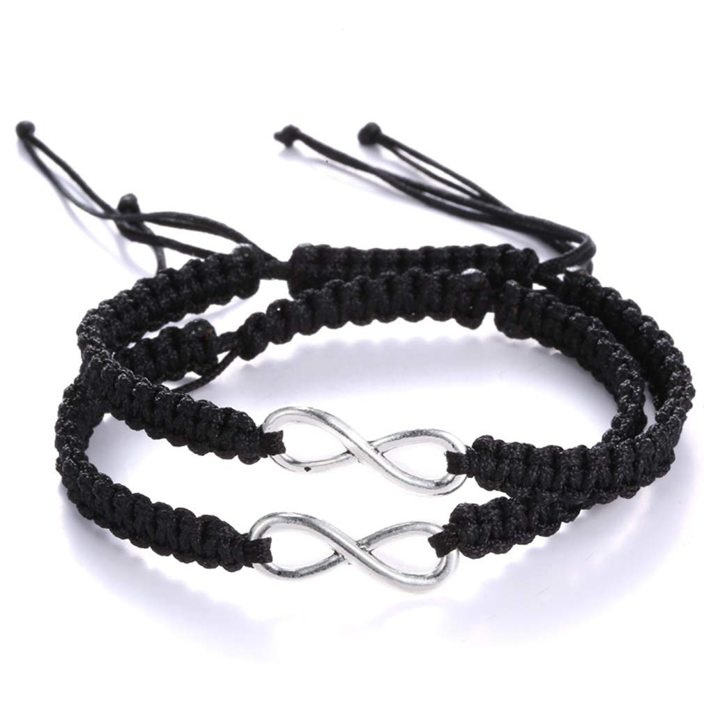 AidShunn Bracelets infinity Braided Handcrafted Adjustable Braided for Men Women Friendship Family Couple 2Pcs — image 1