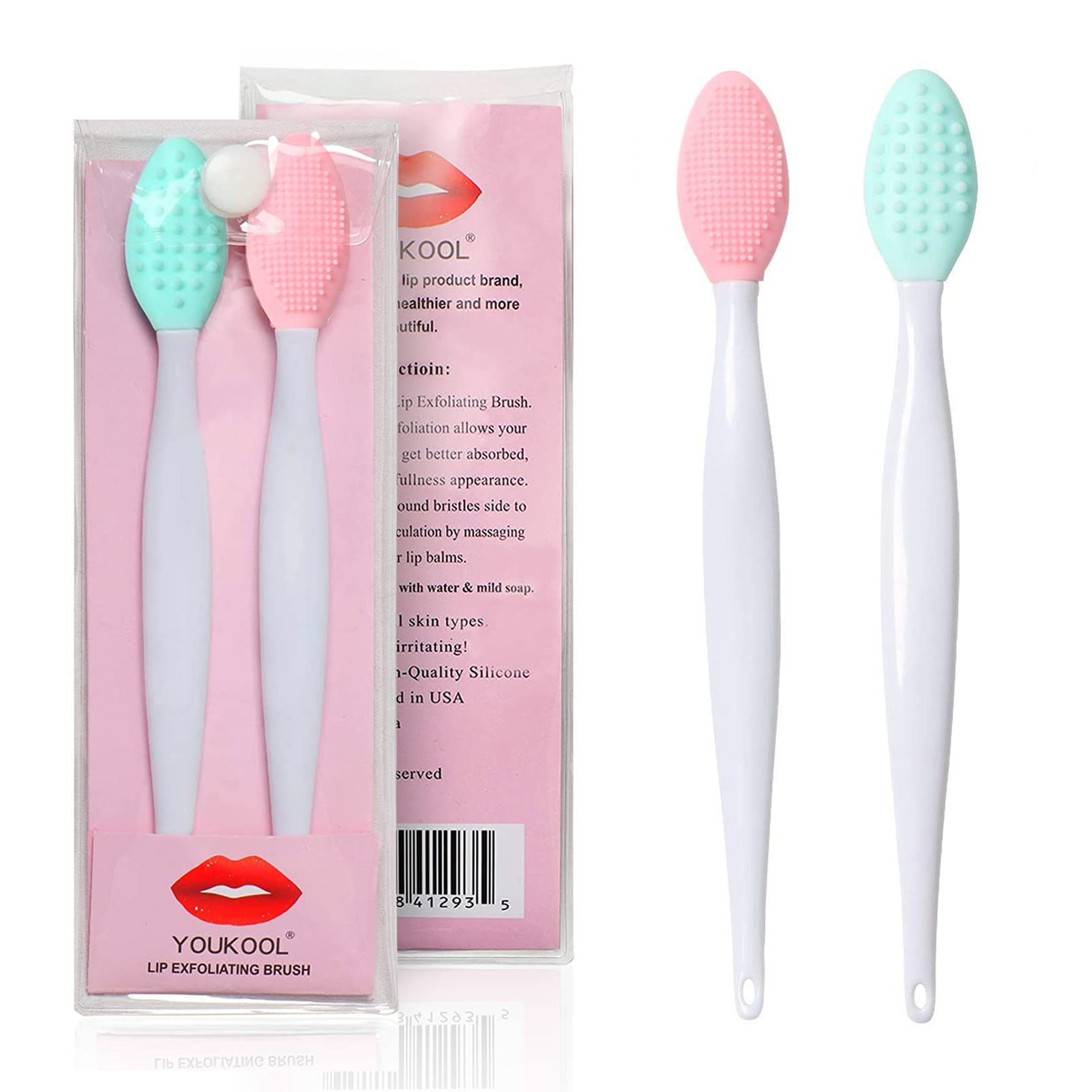 Lip Scrub Brush,Lip Scrubber Exfoliator,Double-Sided Silicone Lip Exfoliating Tool,Gentle Lip Exfoliator Scrubber Brush for Smooth,Soft,Bright,and Healthy Lips(2 PCS)