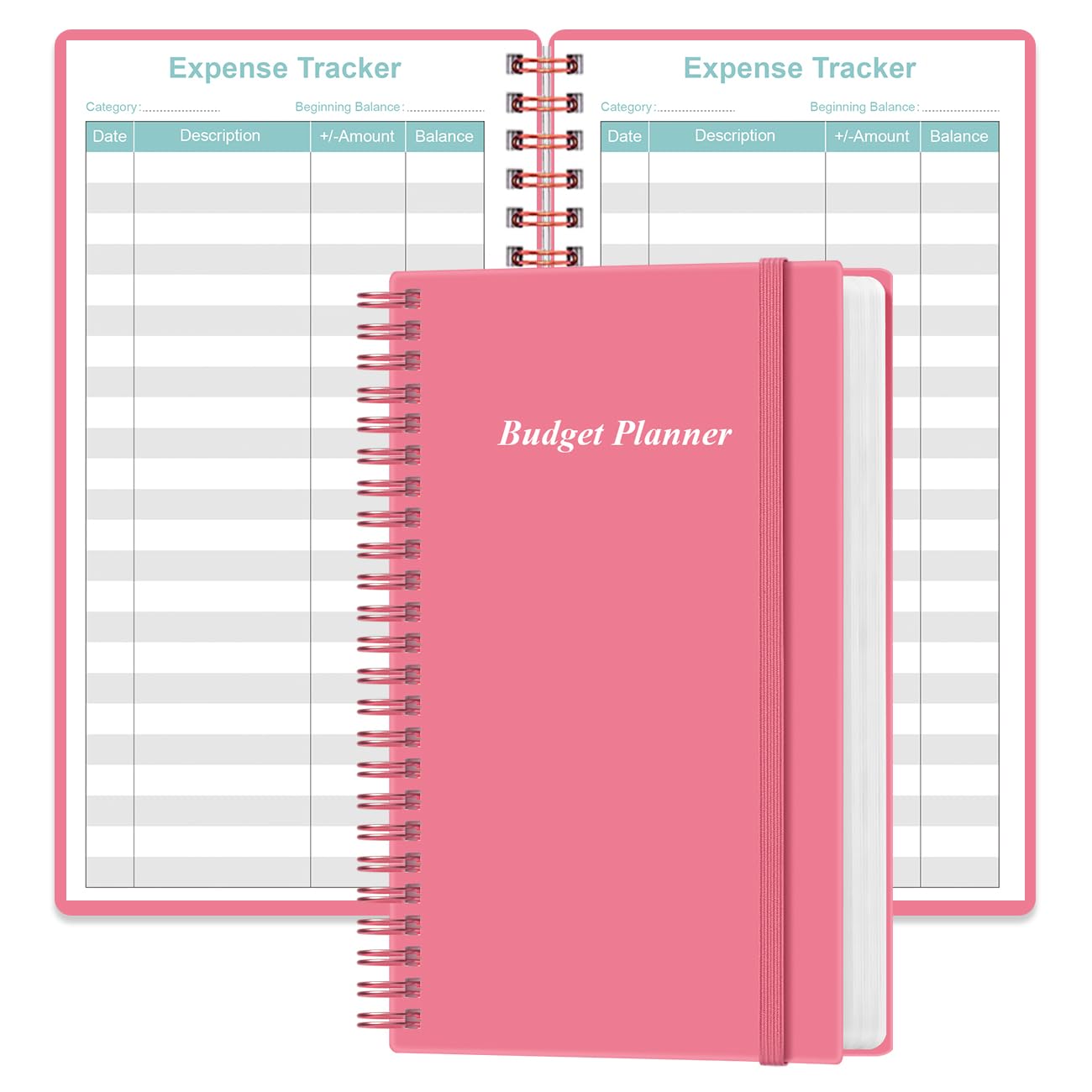 Budget Planner - A6 Expense Budget Tracker, Budget Book for Ledger Book, Money Organizer for Wallet, 3.75" x 6.75", Pink
