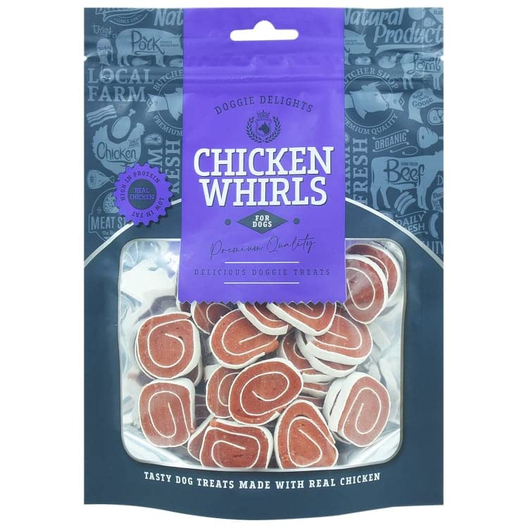 Doggie Delights Dog Treats Premium Quality Delicious Doggie Healthy Treats For Dogs Low in Fat Real High In Protein (1x Chicken Whirls 160g)