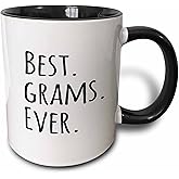 3dRose Best Grams Ever - Gifts for Grandmothers - Grandma nicknames - black text - family gifts 15oz Two-Tone Black Mug