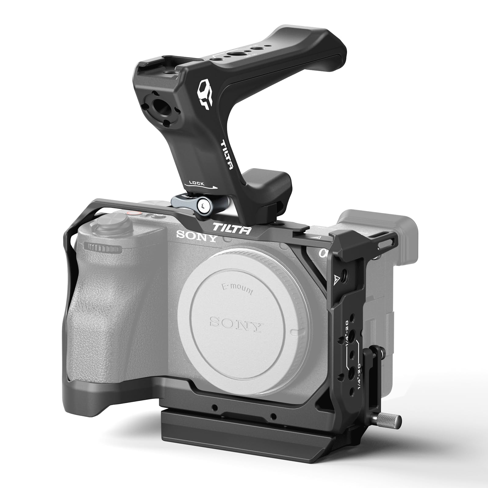 TILTA Camera Cage Compatible with Sony A6700, with Cooling System, Compact NATO Top Handle and 18mm NATO Rail Attachment Lightweight Kit - Black TA-T54-A-B