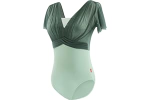 Daydance Green Dance Leotards for Women, Teen Girls, Lyrical Ballet Bodysuit with Adjustable Straps