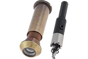 HOJLKLD 12 MM Door Viewer Peephole,160-Degree Solid Brass Peep Hole wih Drill Bit for 1-3/8" to 2-5/16" Doors,1/2" Door Eye Viewer for Home Office Hotel (Antique Bronze)