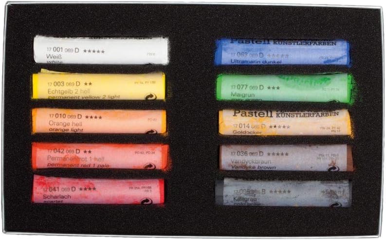 Schmincke, Pastels, basic assortment with 10 colours, 77 210 097, cardboard box with 10 pastels, handmade pastels, brilliant - Image 3