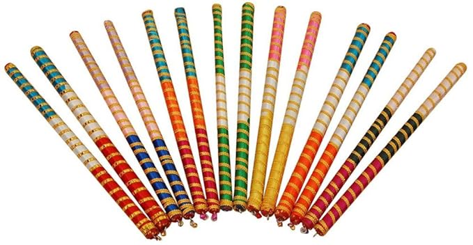 Tuski Creation's Pack of 12 Pairs Dandiya (24-Sticks) for Garba