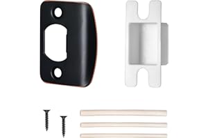 Newlaking Door Strike Plate for Interior Doors, Oil Rubbed Bronze Strike Plate, Security Reinforcement Plate with Wood Dowels, 1 Pack