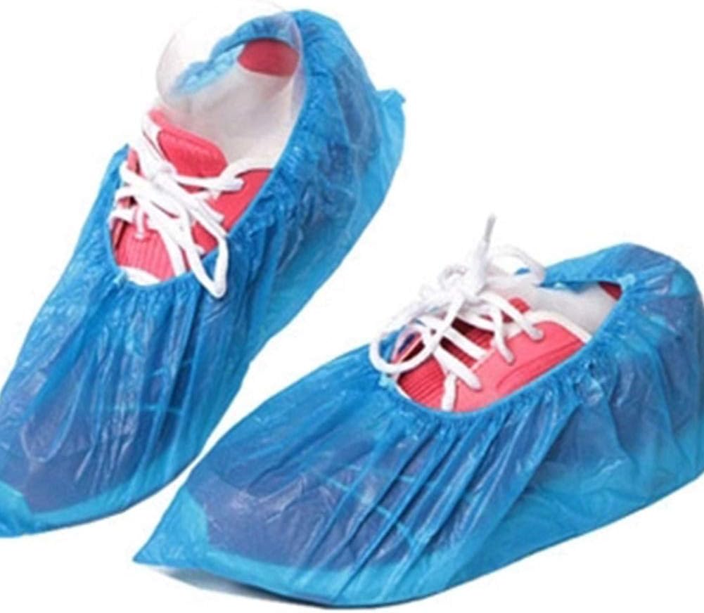 blue plastic overshoes