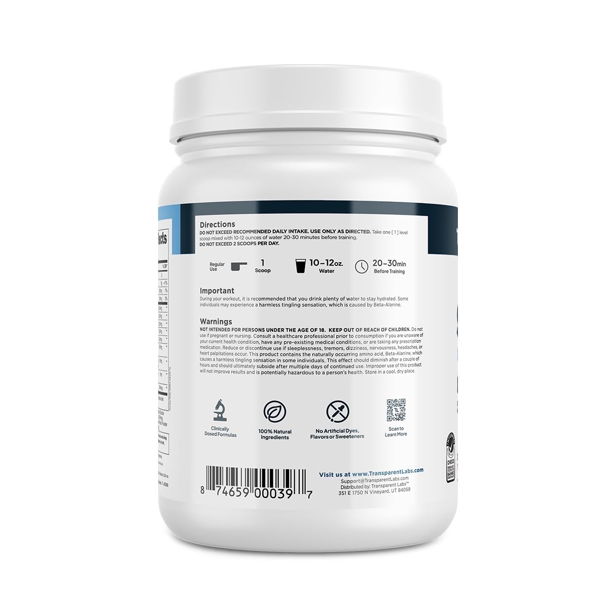 Transparent Labs Stim-Free Pre-Workout - Caffeine & Stim Free Pre Workout Powder for Men and Women with Beta Alanine Powder, Citrulline Malate, & elevATP - 30 Servings, Tropical Punch