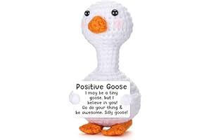 VIVAGIFTS Mini Positive Goose Christmas Stocking Stuffers Gifts for Teen Girls White Elephant Gifts for Women Kid Birthday Xmas Basket Gift for Daughter Friend Emotional Cheer Support Crochet Animal Desk Decor