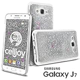 Galaxy J7 Case, Celljoy [Motion Glitter] Samsung J7 2015 J700 ((Flowing Liquid)) Floating Glitter -BLING- Rubber Silicone Flexible Gel TPU Protective Skin - Ultra Thin Soft Gel Cover Case (Silver)
