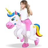 Camlinbo Inflatable Kids Halloween Costume Blow Up Ride on Unicorn Costume for Halloween Funny Girls Boys Cosplay Party