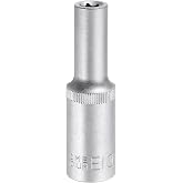 HARFINGTON E-Torx Socket 1/2" Drive E10 External Torx Deep Socket CR-V Steel 6 Point Spline Socket External Torque Star Female Bit Socket for Auto Repairs Home Maintenance DIY Hand-making