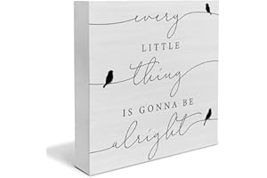 BIFEZ Every Little Thing is Gonna Be Alright Birds Wooden Box Sign Farmhouse Wood Box Sign Spring Art Blocks Desk Shelf Tabletop Home Decor 5 X 5 Inch