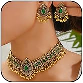 YANCHUN Indian Jewelry for Women Indian Wedding Bridal Necklace and Earrings Set Bohemian Jewelry Ethnic Party Prom Statement Necklace Earring Gifts