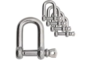 MYUYONG 5 Pack Shackle 304 Stainless Steel D Shape Load Shackle for Chains Wirerope Lifting Outdoor Camping Survival Rope Bracelets M4，M6，M8，M10