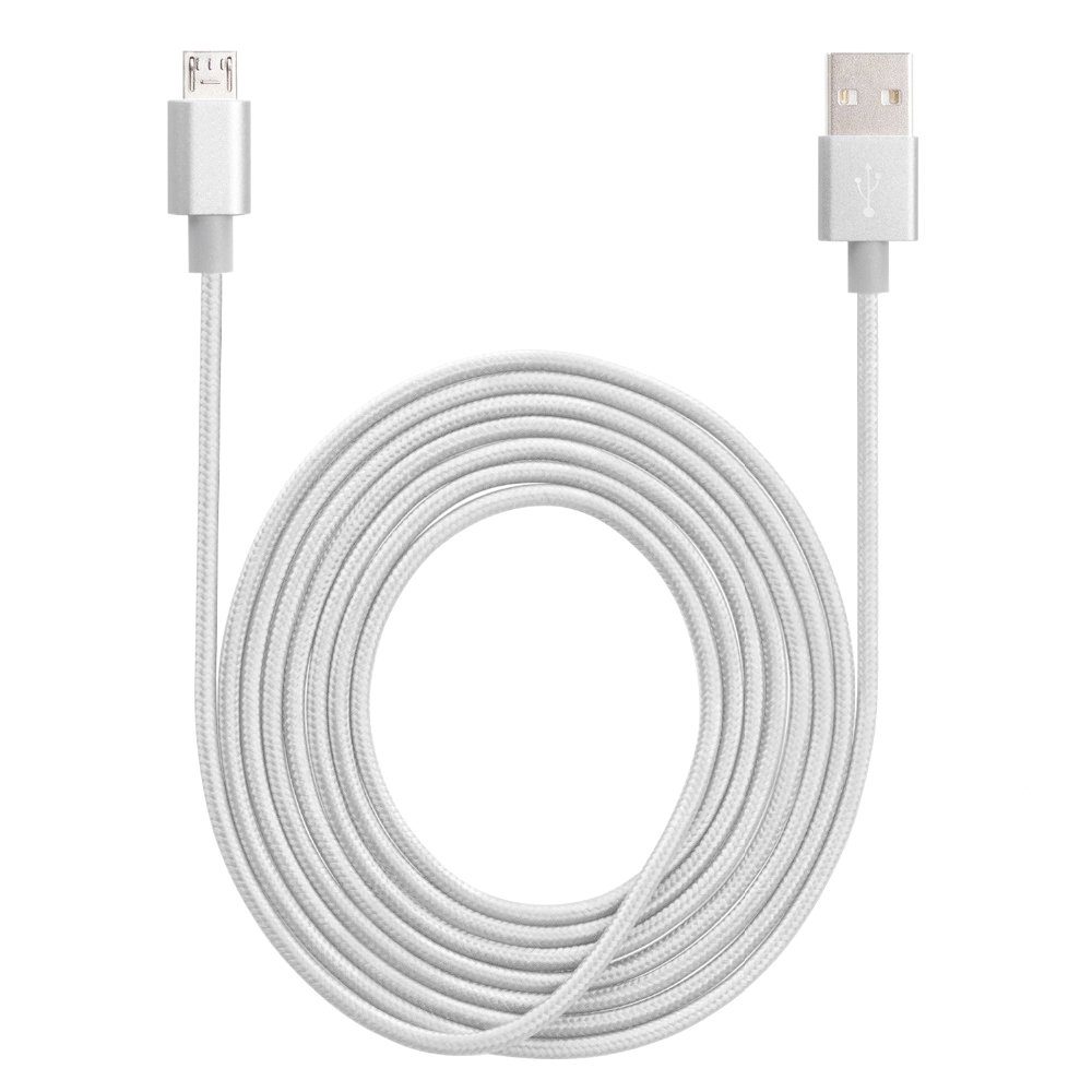 Pasway 3Pack (3ft/1m 6ft/2m 10ft/3m) Micro USB Cable Nylon Braided Sync Charging Cord Wire Universal for Android Smartphone & Tablets (Silver)