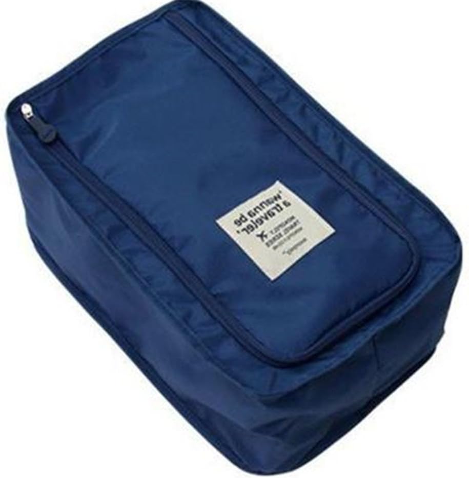 SOULFASHION Portable Travel Pouch for Shoes Waterproof Shoes Bag Storage Organizer Zipper Handle Nylon Carrying Case for Travel, Workout, Dancing, Gym (Blue)