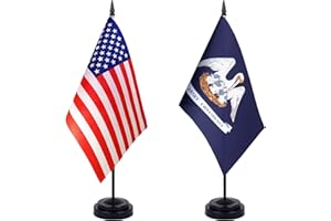 WXTWK 2 Pack USA Louisiana Flag Louisiana State Desk Flag Set - Mini Small Louisiana Table Office Flags with Black 12" Solid Pole Stand Base Classroom Meeting Desktop Decorations