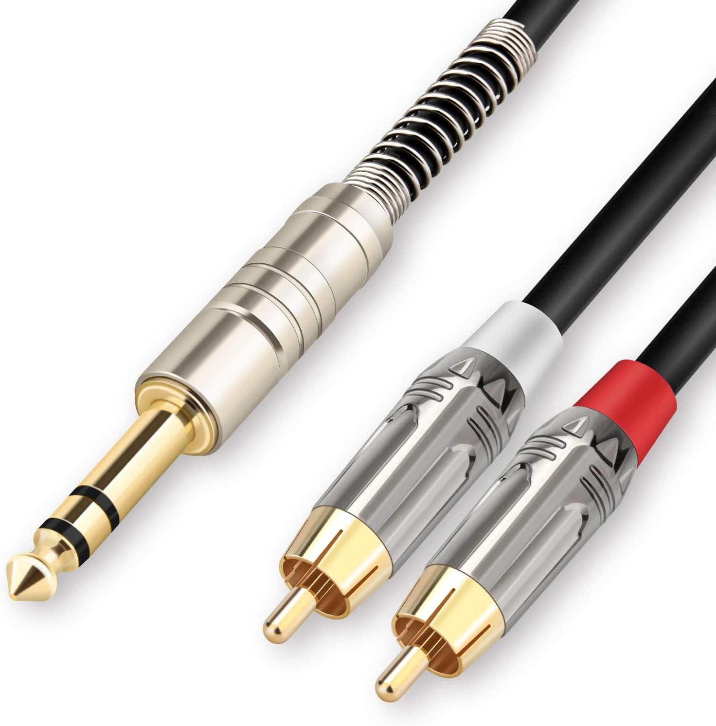 JOLGOO 1/4" TRS to Dual RCA Insert Cable, Male 6.35mm 1/4" TRS to 2RCA Y Splitter Patch Microphone Cable, 3.3 Feet: Industrial & Scientific