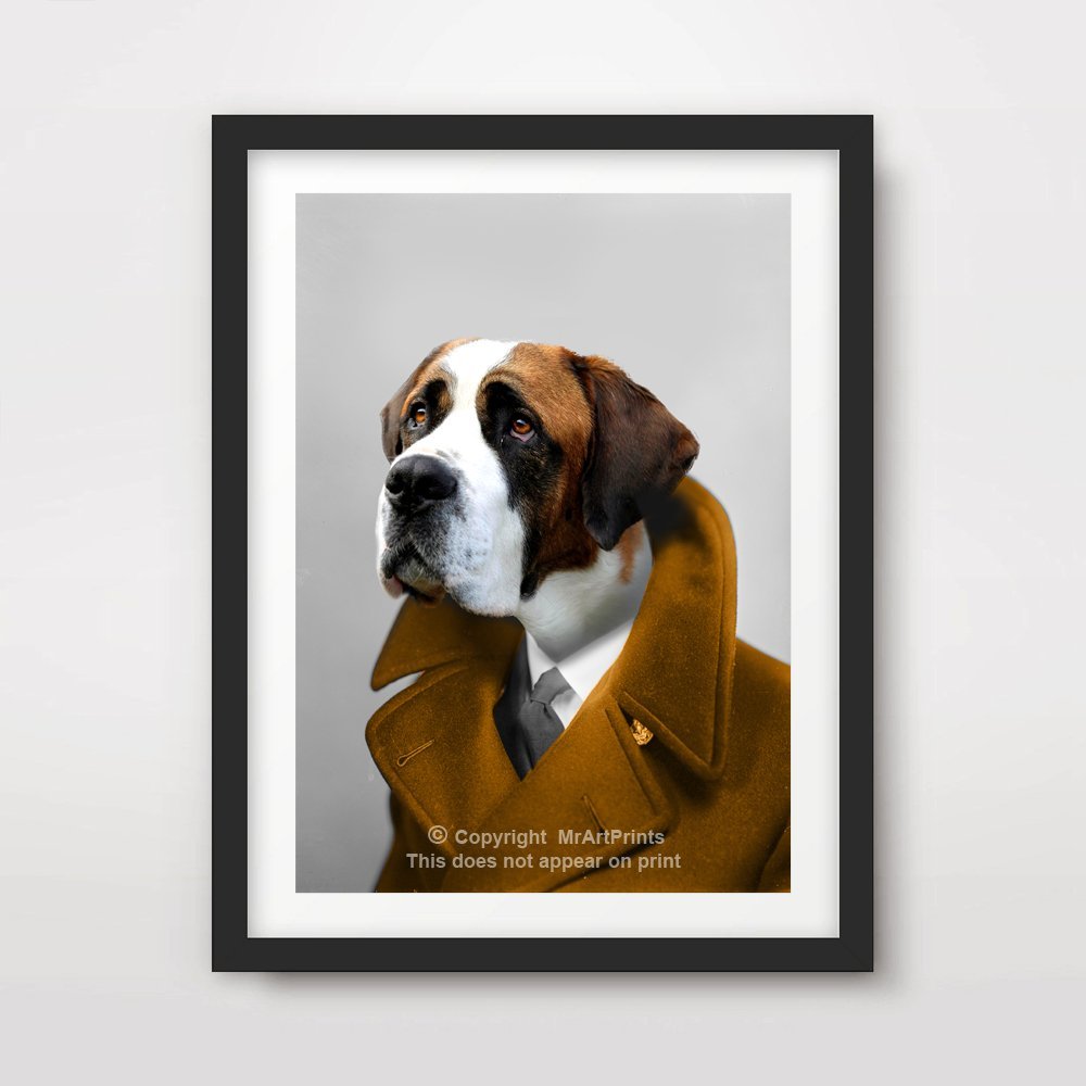 SAINT ST BERNARD DOG HEAD QUIRKY PORTRAIT ART PRINT Poster Pet Breed Owner Gift Home Decor Wall Picture Funny Odd Bizarre Unusual A4 A3 A2 (10 Sizes)